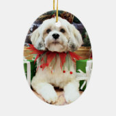 Weihnachten - Lhasa Apso - Muffie Keramikornament (Hinten)