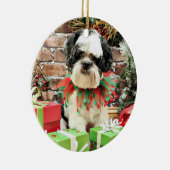 Weihnachten - Lhasa Apso - Parker Keramik Ornament (Rechts)