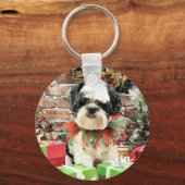 Weihnachten - Lhasa Apso - Parker Schlüsselanhänger (Vorderseite)