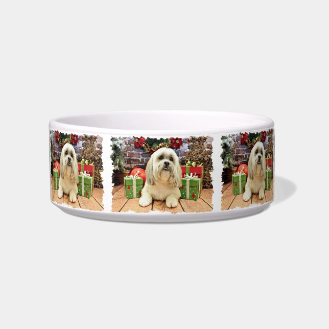 Weihnachten - Lhasa Apso - Solo Napf (Vorderseite)