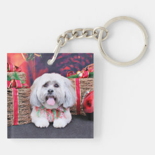 Weihnachten - Lhasa Apso - Solo Schlüsselanhänger