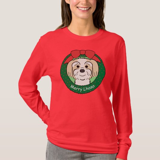 Weihnachten Lhasas Apso T-Shirt (Vorderseite)