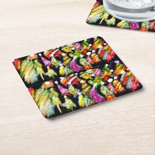 Weihnachten Licht Bäume Magnet Tür Schild Papier P Rechteckiger Pappuntersetzer (angewinkelt)