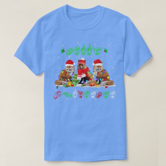 Weihnachten Lichter Frohe Weihnachten für Asl Sign T-Shirt (Design vorne)
