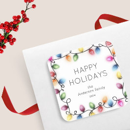 Weihnachten Lichter Frohe Weihnachten Quadratischer Aufkleber