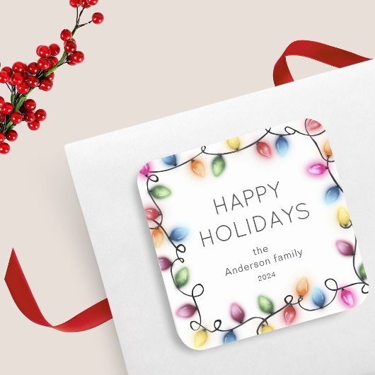 Weihnachten Lichter Frohe Weihnachten Quadratischer Aufkleber