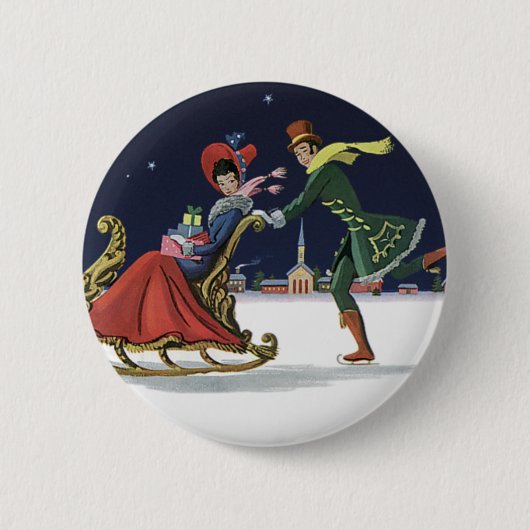 Weihnachten, Liebe Ice Skaten Button (Vorderseite)