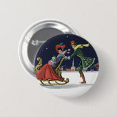 Weihnachten, Liebe Ice Skaten Button (Vorne & Hinten)