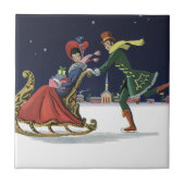 Weihnachten, Liebe Ice Skaten Fliese (Vorderseite)