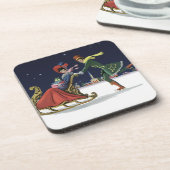 Weihnachten, Liebe Ice Skaten Getränkeuntersetzer (Linke Seite)