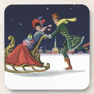 Weihnachten, Liebe Ice Skaten Getränkeuntersetzer