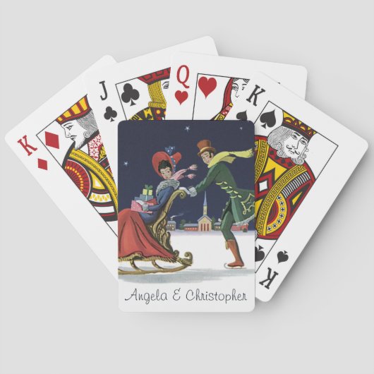 Weihnachten, Liebe Ice Skaten Spielkarten (Rückseite)