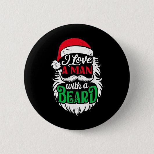 Weihnachten Liebe ich einen Mann mit Bart Funny Sa Button (Vorderseite)