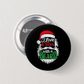 Weihnachten Liebe ich einen Mann mit Bart Funny Sa Button (Vorne & Hinten)