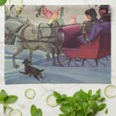 Weihnachten, Liebe und Romantik Reiten Geschirrtuch (Gefaltet)