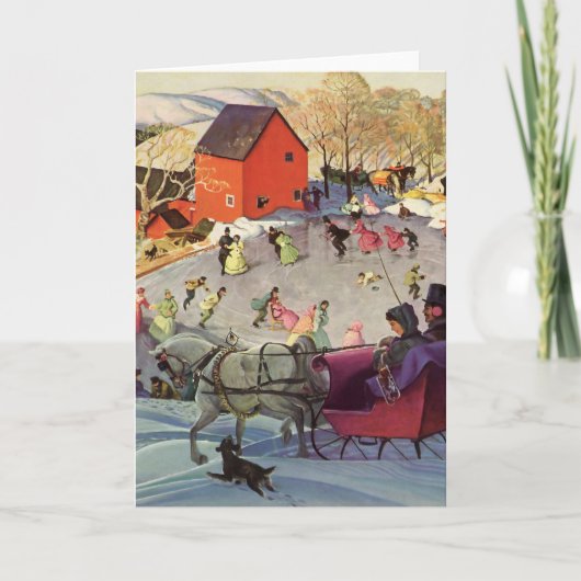 Weihnachten, Liebe und Romantik Sleigh Feiertagskarte (Vorderseite)