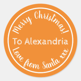 Weihnachten Liebe von Santa Personalisiert Orange Runder Aufkleber