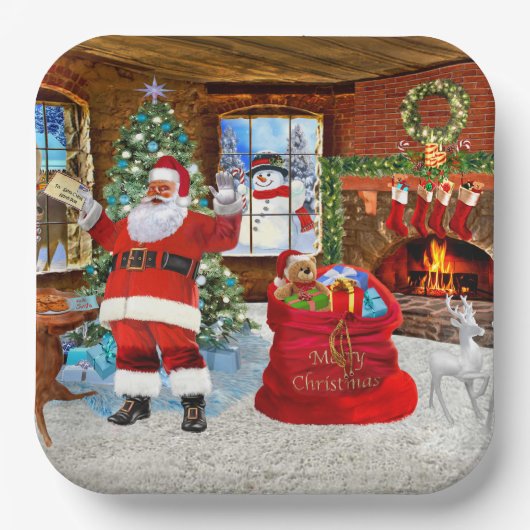 Weihnachten liefert Geschenke Pappteller (Vorderseite)