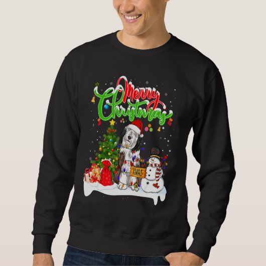 Weihnachten Lighting Matching Santa Barted Collie Sweatshirt (Vorderseite)