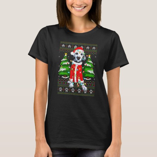 Weihnachten Lighting Ugly Weihnachten Dalmatiner W T-Shirt (Vorderseite)