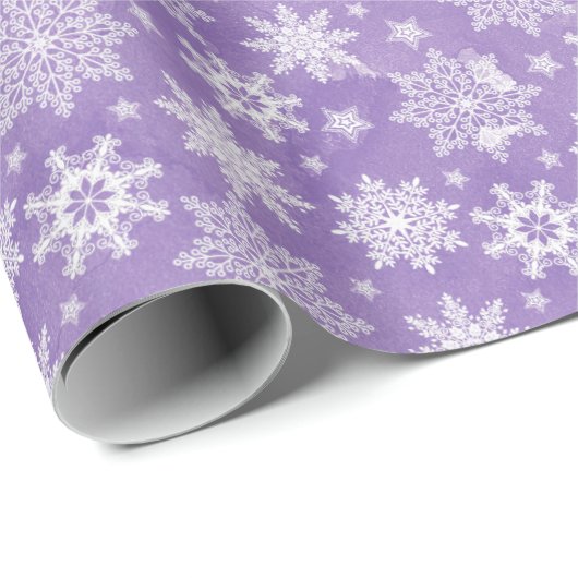 Weihnachten lila Aquarellsnowflake Party Packung Geschenkpapier (Rolleneckpunkt)