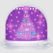 Weihnachten Lila Kronenbaum Schneeglobe Schneekugeln (Rückseite)
