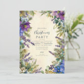 Weihnachten Lila Poinsettia Elegante Einladung (Stehend Vorderseite)