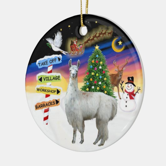 Weihnachten - Llama 12 Keramikornament (Links)