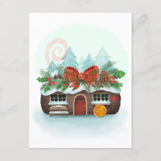 Weihnachten Log House Postkarte