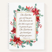 Weihnachten Lord Bless You Bible Verse Poinsettia Notizblock (Vorderseite)