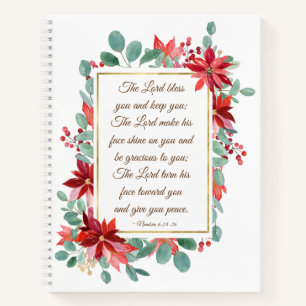 Weihnachten Lord Bless You Bible Verse Poinsettia Notizblock
