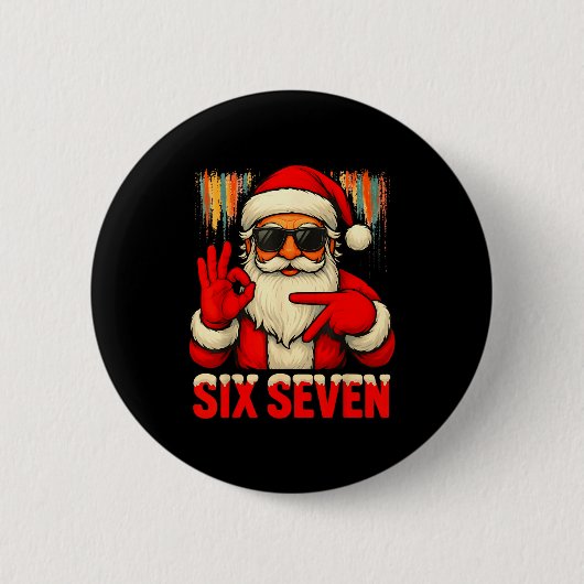 Weihnachten Lustig Sechs Sieben 6 7 Meme Santa Män Button (Vorderseite)