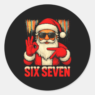 Weihnachten Lustig Sechs Sieben 6 7 Meme Santa Män Runder Aufkleber
