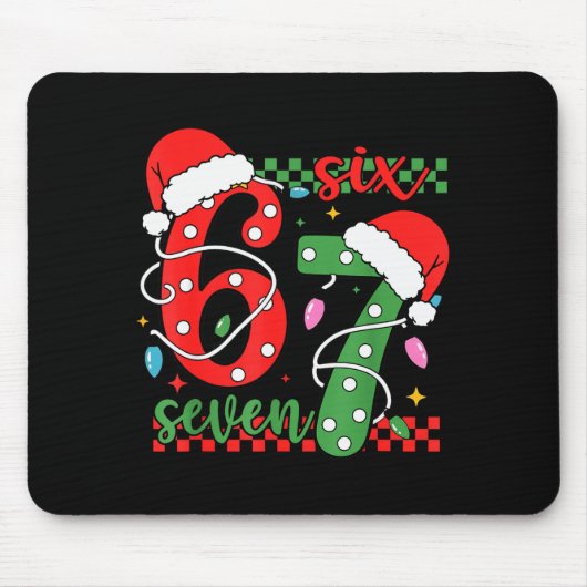 Weihnachten Lustig Six Seven 6 7 Meme Gen Alpha Sl Mousepad (Vorne)