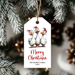 Weihnachten Lustige Alberne Gänse Cartoon Geschenk Geschenkanhänger