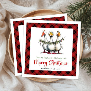 Weihnachten Lustige Alberne Gänse Minimale Papier Serviette