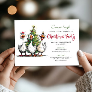Weihnachten Lustige Verrückte Gans Whimsical Party Einladung