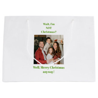 Weihnachten lustiger Humor grüner Text Foto Große Geschenktüte