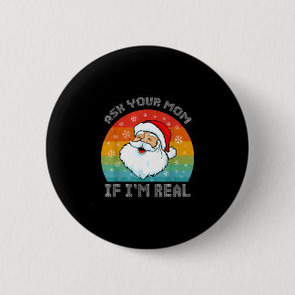 Weihnachten lustiger Retro-Weihnachtsmann fragt Ma Button