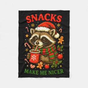 Weihnachten Lustiger Süßer Wilder Waschbär Snacks Fleecedecke