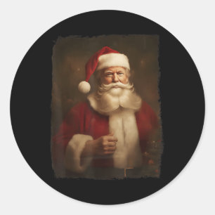 Weihnachten Lustiger Trump Santa Claus Retro Vinta Runder Aufkleber