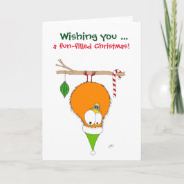 Weihnachten: Lustiger Vogel (orange) Feiertagskarte