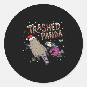 Weihnachten Lustiger Zertrümmerter Panda Waschbär Runder Aufkleber