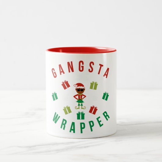 Weihnachten. Lustiges Sprichwort. Nerd. Gangsta Zweifarbige Tasse (Mittel)