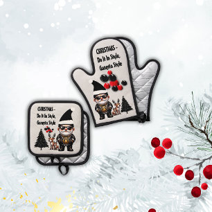 Weihnachten - Machen Sie es im Stil, Gangsta Stil Ofenhandschuh & Topflappen-Set