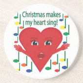 "Weihnachten macht mein Herz singen" Gesangsherz Getränkeuntersetzer (Vorne)
