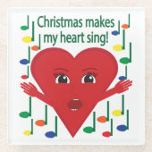 "Weihnachten macht mein Herz singen" Gesangsherz Glasuntersetzer (Vorderseite)