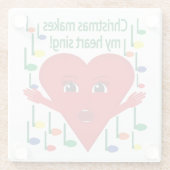 "Weihnachten macht mein Herz singen" Gesangsherz Glasuntersetzer (Rückseite)