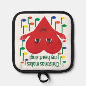 "Weihnachten macht mein Herz singen" Gesangsherz Topflappen (Vorderseite)