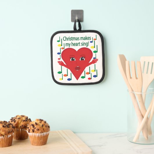 "Weihnachten macht mein Herz singen" Gesangsherz Topflappen (Insitu (Hängend))